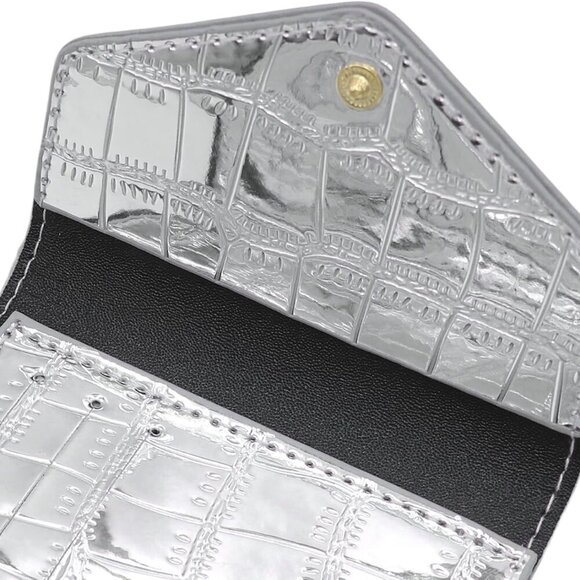 Stylish Silver Crocodile Pattern Wallet for Women - Slim and Portable Design - Picture 7 of 7